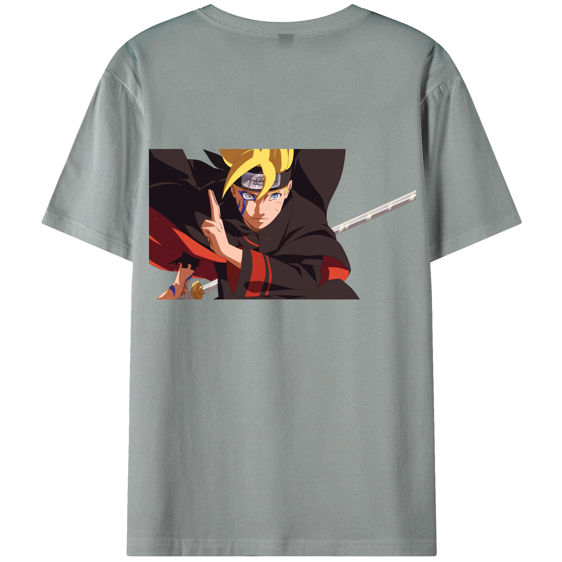 （画像用） NARUTO -ナルト- うずまき ボルト Uzumaki Boruto 綿100％ メンズ半袖Tシャツ（バックプリント） 通気性